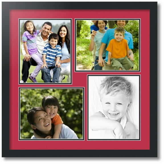 ArtToFrames Collage Photo Picture Frame with 4 - 8x10 Openings, Framed in Black with Rouge and Black Mats (CDM-3926-16)