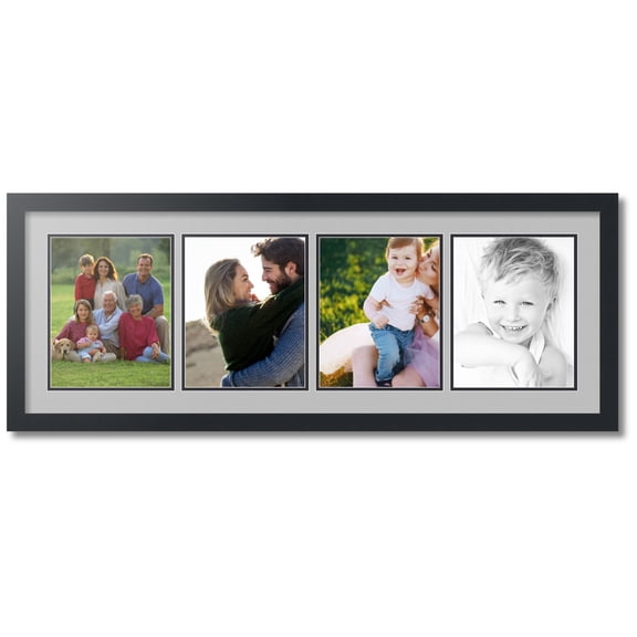 ArtToFrames Collage Photo Picture Frame with 4 - 8x10 Openings, Framed in Black with TV Grey and Black Mats (CDM-3926-5)