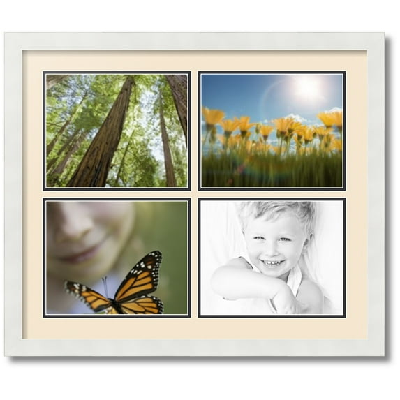ArtToFrames Collage Photo Picture Frame with 4 - 8x10 Openings, Framed in White with Alabaster and Black Mats (CDM-3966-3)