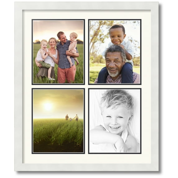 ArtToFrames Collage Photo Picture Frame with 4 - 8x10" Openings, Framed in White with Chantilly and Black Mats (CDM-3966-550)