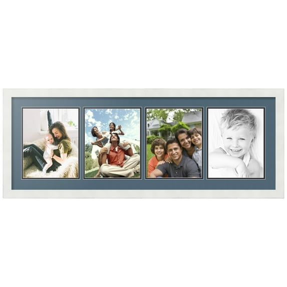 ArtToFrames Collage Photo Picture Frame with 4 - 8x10 Openings, Framed in White with Dutch Blue and Black Mats (CDM-3966-5)