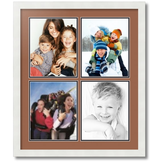 ArtToFrames Collage Photo Picture Frame with 4 - 8x10" Openings, Framed in White with Paloma and Black Mats (CDM-3966-550)