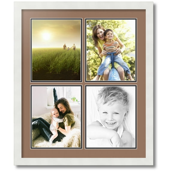 ArtToFrames Collage Photo Picture Frame with 4 - 8x10" Openings, Framed in White with Sandpiper and Black Mats (CDM-3966-550)