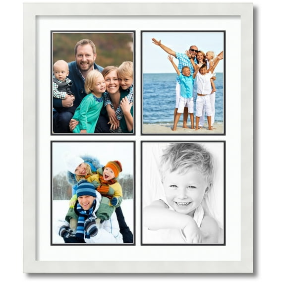 ArtToFrames Collage Photo Picture Frame with 4 - 8x10" Openings, Framed in White with Super White and Black Mats (CDM-3966-550)