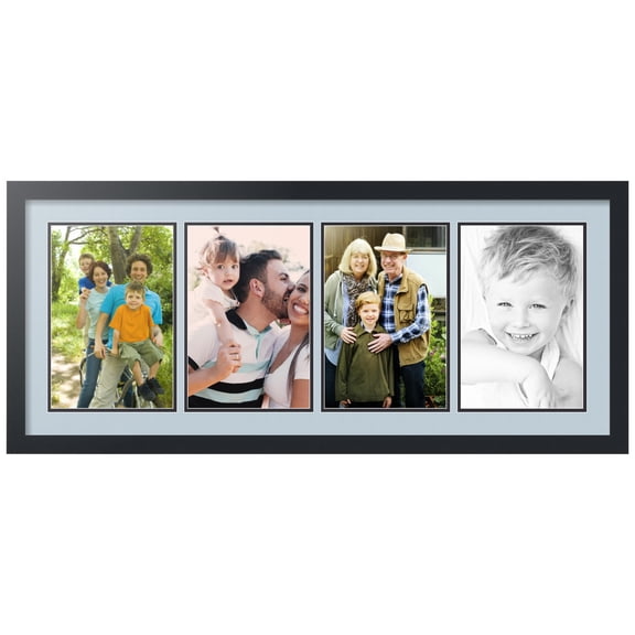 ArtToFrames Collage Photo Picture Frame with 4 - 8x12 Openings, Framed in Black with Baby Blue and Black Mats (CDM-3926-5)