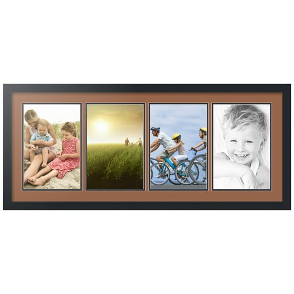 ArtToFrames Collage Photo Picture Frame with 4 - 8x12 Openings, Framed in Black with Paloma and Black Mats (CDM-3926-5)