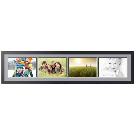 ArtToFrames Collage Photo Picture Frame with 4 - 8x12" Openings, Framed in Black with Silver and Black Mats (CDM-3926-888)