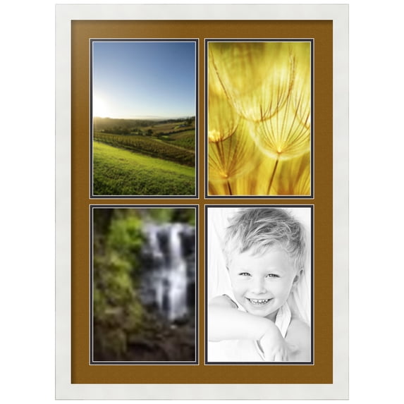 ArtToFrames Collage Photo Picture Frame with 4 - 8x12" Openings, Framed in White with Coronado and Black Mats (CDM-3966-574)