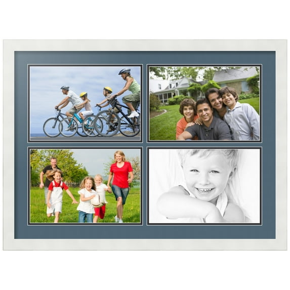ArtToFrames Collage Photo Picture Frame with 4 - 8x12 Openings, Framed in White with Dutch Blue and Black Mats (CDM-3966-3)