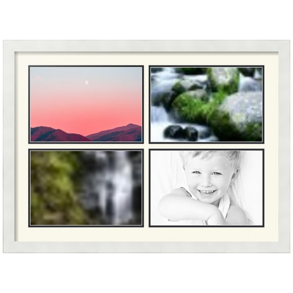 ArtToFrames Collage Photo Picture Frame with 4 - 8x12 Openings, Framed in White with Off White and Black Mats (CDM-3966-3)
