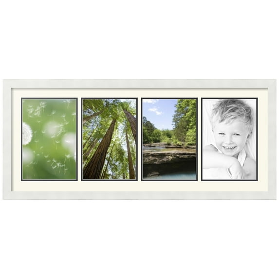 ArtToFrames Collage Photo Picture Frame with 4 - 8x12" Openings, Framed in White with Off White and Black Mats (CDM-3966-5)