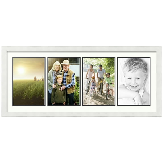 ArtToFrames Collage Photo Picture Frame with 4 - 8x12 Openings, Framed in White with Porcelain and Black Mats (CDM-3966-5)