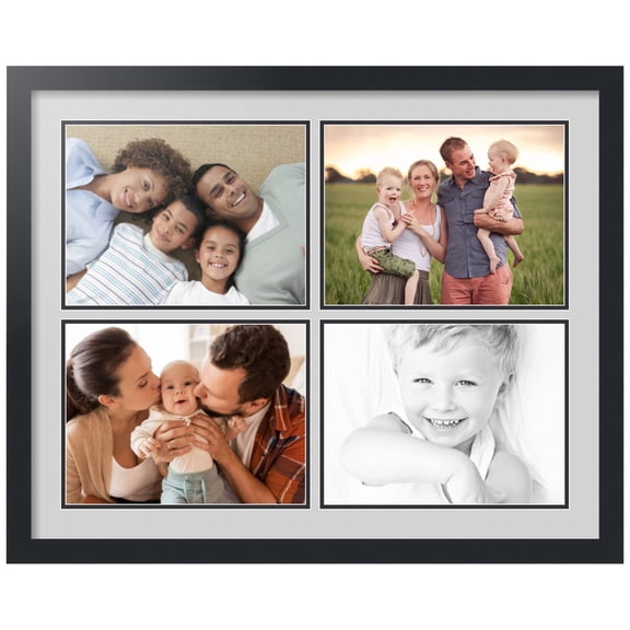 ArtToFrames Collage Photo Picture Frame with 4 - 9x12 Openings, Framed in Black with Candlewick and Black Mats (CDM-3926-3)