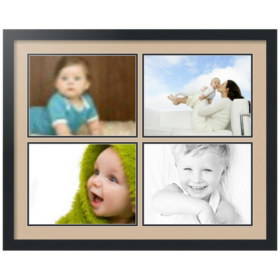 ArtToFrames Collage Photo Picture Frame with 4 - 9x12 Openings, Framed in Black with Scotch Mist and Black Mats (CDM-3926-3)