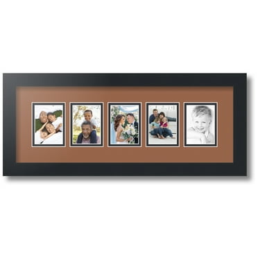 ArtToFrames Collage Photo Picture Frame with 5 - 2.5x3.5 Openings, Framed in Black with Paloma and Black Mats (CDM-3926-115)