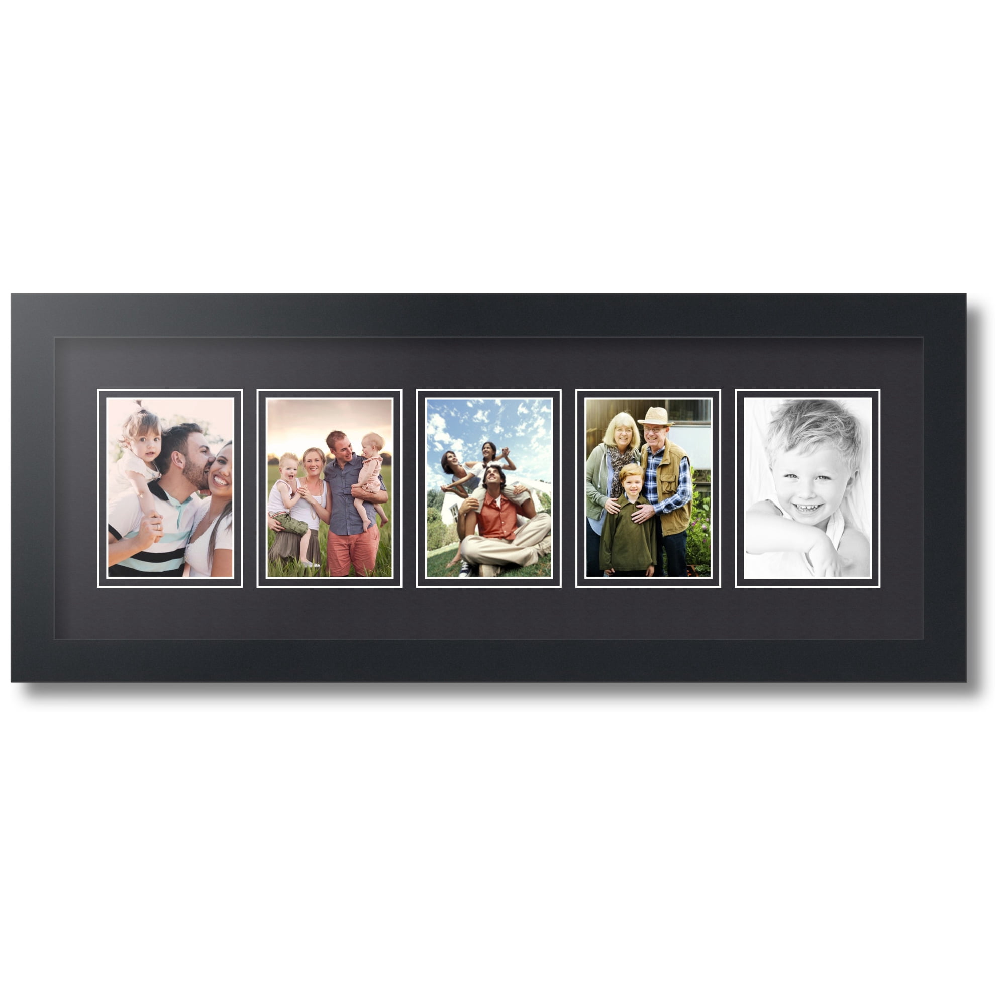 ArtToFrames Collage Photo Picture Frame with 5 - 3.5x5 Openings, Framed in Black with Black and Black Mats (CDM-3926-115)