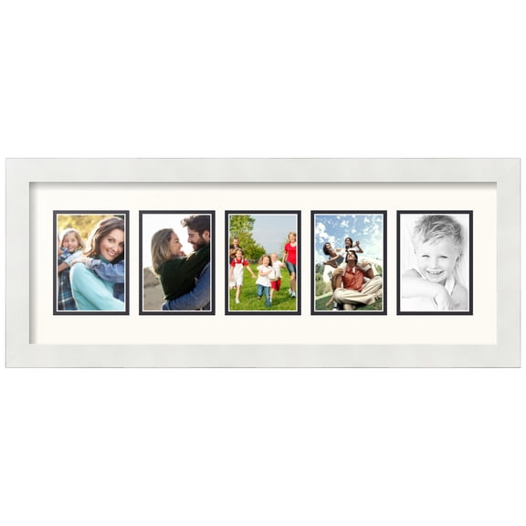 ArtToFrames Collage Photo Picture Frame with 5 - 3.5x5" Openings, Framed in White with White and Black Mats (CDM-3966-154)