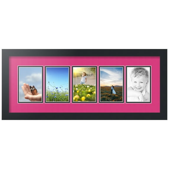 ArtToFrames Collage Photo Picture Frame with 5 - 3.75x5.75" Openings, Framed in Black with Tulip and Black Mats (CDM-3926-1183)
