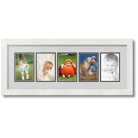 ArtToFrames Collage Photo Picture Frame with 5 - 3.75x5.75 Openings, Framed in White with Candlewick and Black Mats (CDM-3966-115)