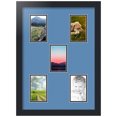 thumbnail image 1 of ArtToFrames Collage Photo Picture Frame with 5 - 3x5" Openings, Framed in Black with Liberty Blue and Black Mats (CDM-3926-62), 1 of 8