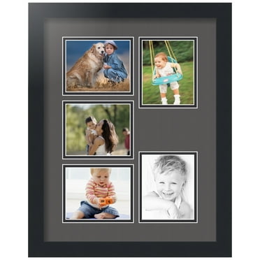 ArtToFrames Collage Photo Picture Frame with 5 - 4x5" Openings, Framed in Black with Charcoal and Black Mats (CDM-3926-258)