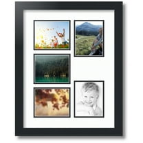 ArtToFrames Collage Photo Picture Frame with 5 - 4x5" Openings, Framed in Black with Super White and Black Mats (CDM-3926-258)