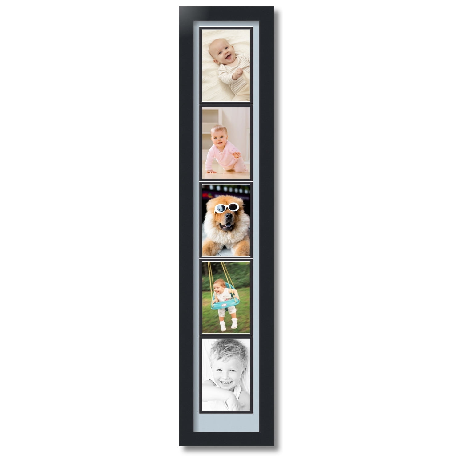 ArtToFrames Collage Photo Picture Frame with 5 - 4x6 Openings, Framed in Black with Baby Blue and Black Mats (CDM-3926-9999)