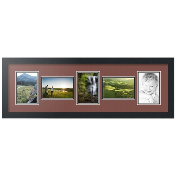 ArtToFrames Collage Photo Picture Frame with 5 - 4x6" Openings, Framed in Black with Brique and Black Mats (CDM-3926-148)