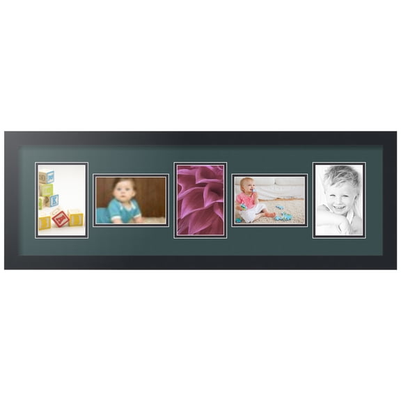 ArtToFrames Collage Photo Picture Frame with 5 - 4x6" Openings, Framed in Black with Evergreen and Black Mats (CDM-3926-148)