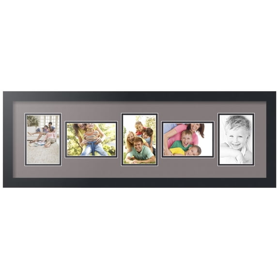 ArtToFrames Collage Photo Picture Frame with 5 - 4x6" Openings, Framed in Black with Pewter and Black Mats (CDM-3926-148)