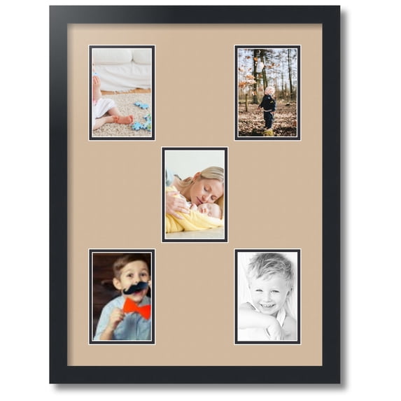 ArtToFrames Collage Photo Picture Frame with 5 - 4x6 Openings, Framed in Black with Scotch Mist and Black Mats (CDM-3926-106)