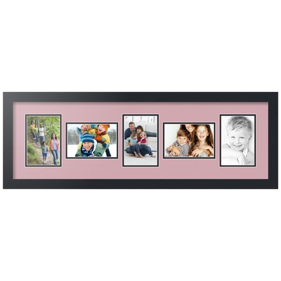 ArtToFrames Collage Photo Picture Frame with 5 - 4x6" Openings, Framed in Black with Seashell and Black Mats (CDM-3926-148)