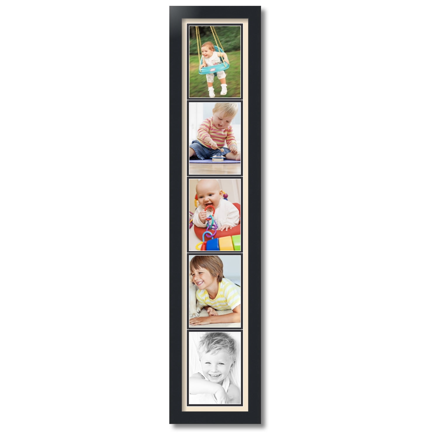 ArtToFrames Collage Photo Picture Frame with 5 - 5x7 Openings, Framed in Black with Alabaster and Black Mats (CDM-3926-9999)