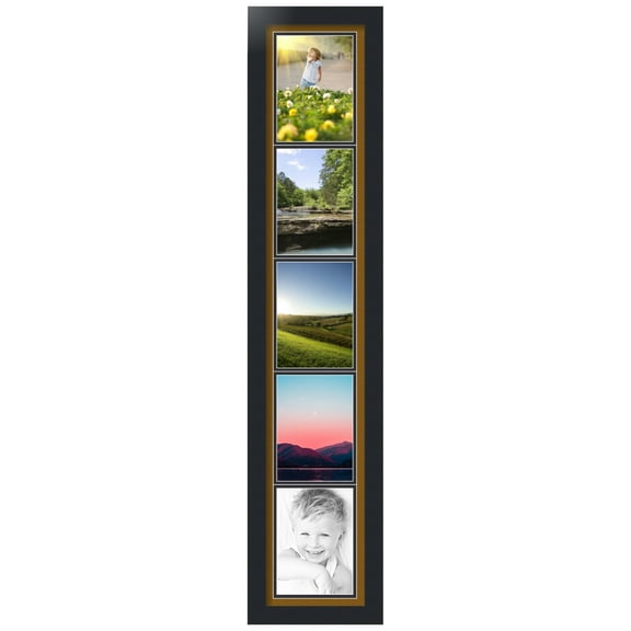 ArtToFrames Collage Photo Picture Frame with 5 - 5x7" Openings, Framed in Black with Coronado and Black Mats (CDM-3926-2364)