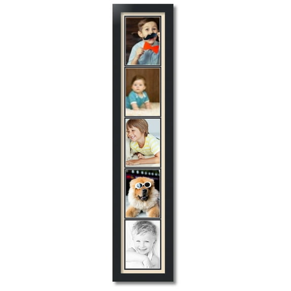 ArtToFrames Collage Photo Picture Frame with 5 - 5x7 Openings, Framed in Black with French Creme and Black Mats (CDM-3926-9999)