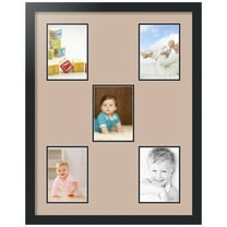 ArtToFrames Collage Photo Picture Frame with 5 - 5x7" Openings, Framed in Black with Grey Beige and Black Mats (CDM-3926-63)
