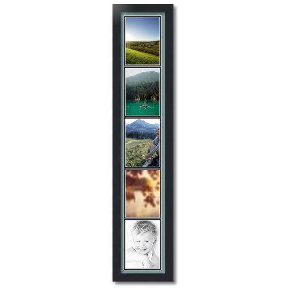 ArtToFrames Collage Photo Picture Frame with 5 - 5x7 Openings, Framed in Black with Nile Green and Black Mats (CDM-3926-9999)