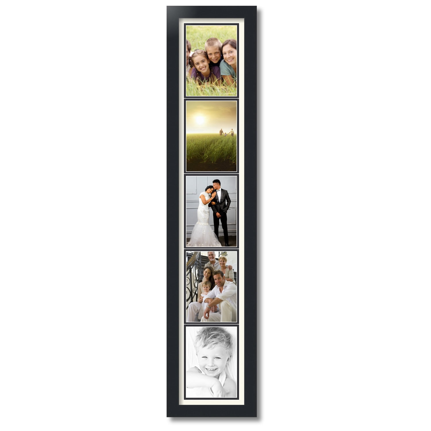 3 Opening Picture Frame 4x6 5x7 2.5x3.5 Black W/ Mat Photo Frame
