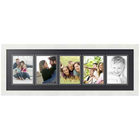 ArtToFrames Collage Photo Picture Frame with 5 - 5x7 Openings, Framed in White with Black and Black Mats (CDM-3966-115)