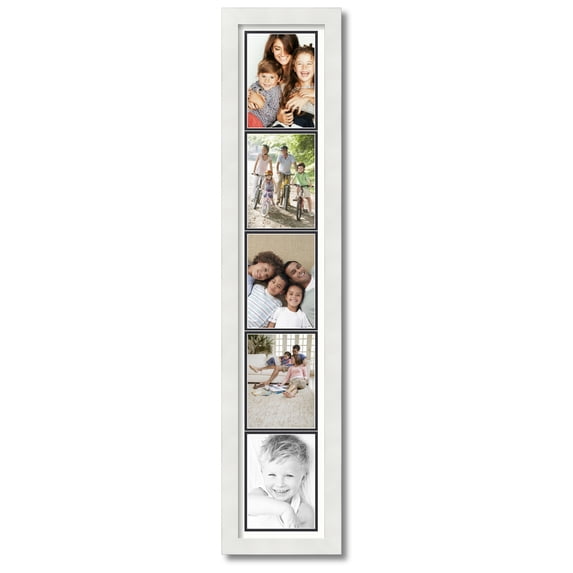 ArtToFrames Collage Photo Picture Frame with 5 - 5x7 Openings, Framed in White with Porcelain and Black Mats (CDM-3966-9999)