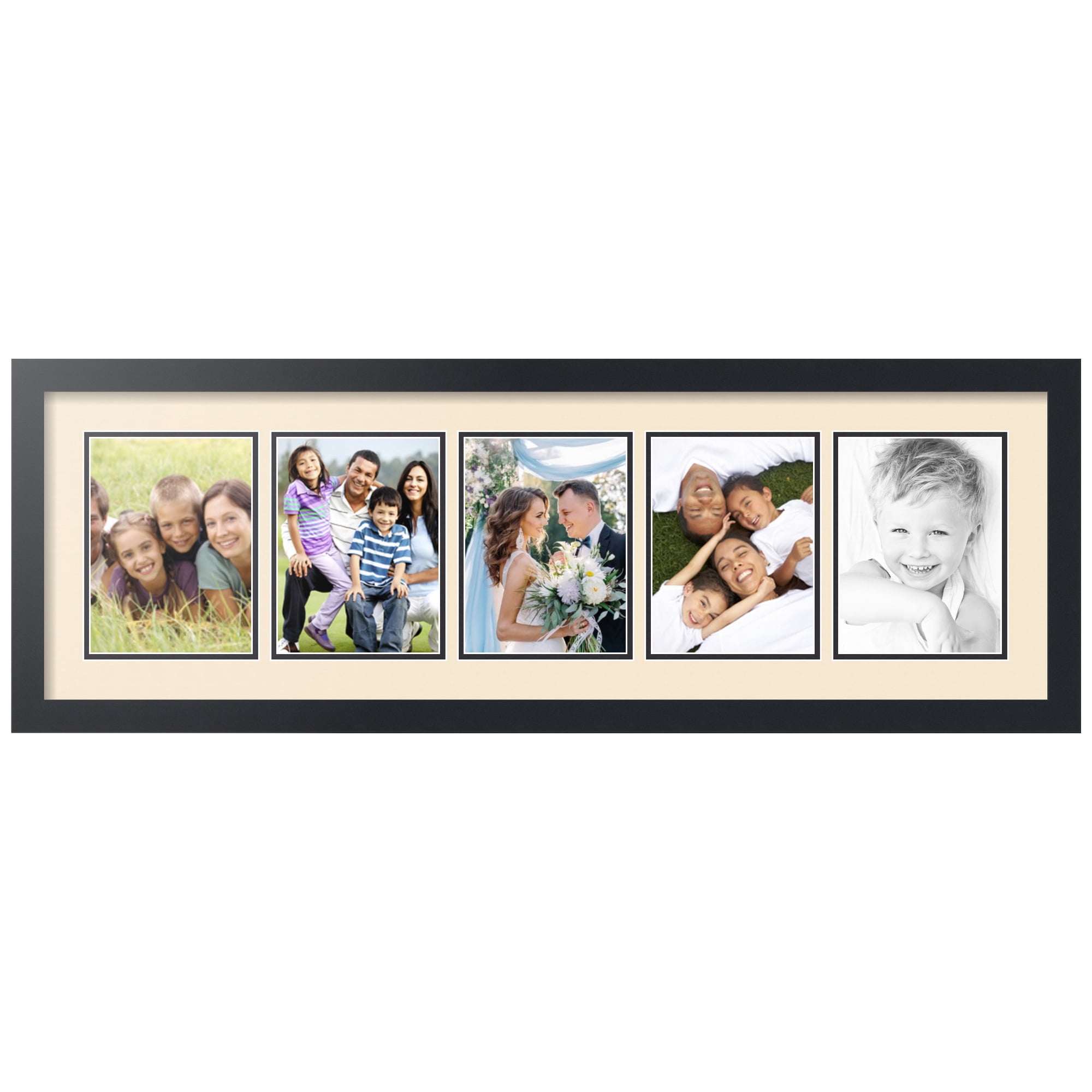 ArtToFrames Collage Photo Picture Frame with 5 - 6x8 Openings, Framed in Black with Alabaster and Black Mats (CDM-3926-115)