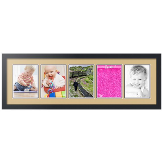 ArtToFrames Collage Photo Picture Frame with 5 - 6x8" Openings, Framed in Black with Autumn Gold and Black Mats (CDM-3926-894)