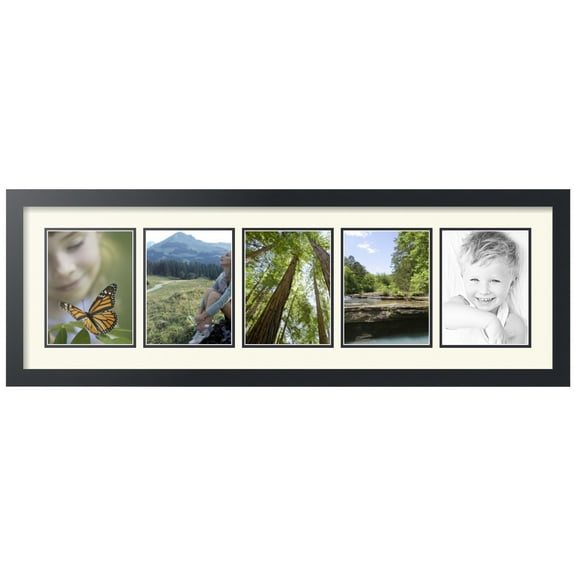 ArtToFrames Collage Photo Picture Frame with 5 - 6x8" Openings, Framed in Black with Brilliant White and Black Mats (CDM-3926-894)
