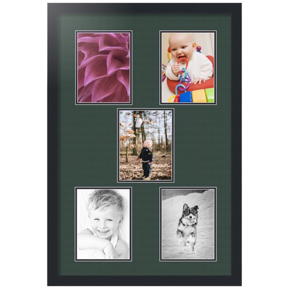 ArtToFrames Collage Photo Picture Frame with 5 - 6x8" Openings, Framed in Black with Envy and Black Mats (CDM-3926-66)