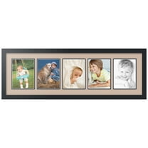 ArtToFrames Collage Photo Picture Frame with 5 - 6x8" Openings, Framed in Black with Grey Beige and Black Mats (CDM-3926-894)