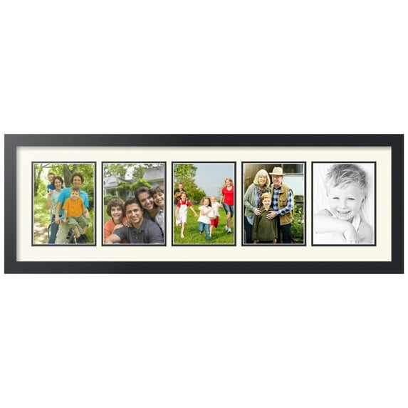 ArtToFrames Collage Photo Picture Frame with 5 - 6x8 Openings, Framed in Black with Off White and Black Mats (CDM-3926-115)