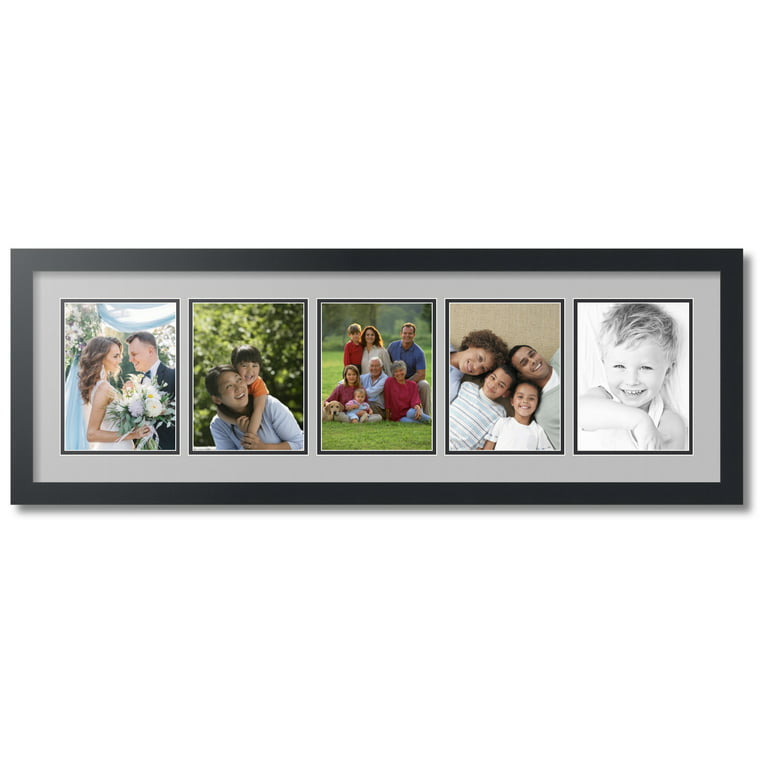 Collage Picture Frames 4x6 Frame with 5 openings, Black Wood