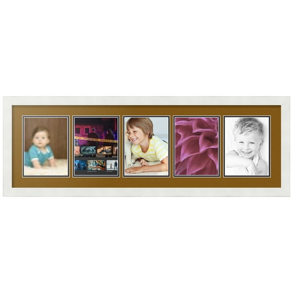 ArtToFrames Collage Photo Picture Frame with 5 - 6x8" Openings, Framed in White with Coronado and Black Mats (CDM-3966-894)
