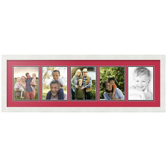 ArtToFrames Collage Photo Picture Frame with 5 - 6x8 Openings, Framed in White with Rouge and Black Mats (CDM-3966-115)