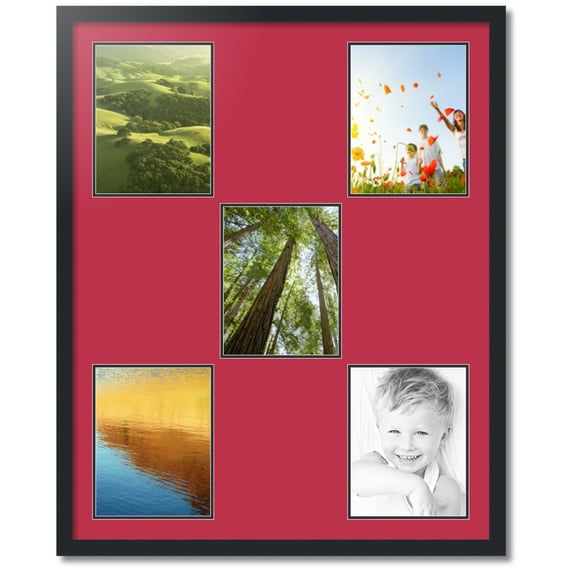 ArtToFrames Collage Photo Picture Frame with 5 - 8.5x11" Openings, Framed in Black with Rouge and Black Mats (CDM-3926-106)